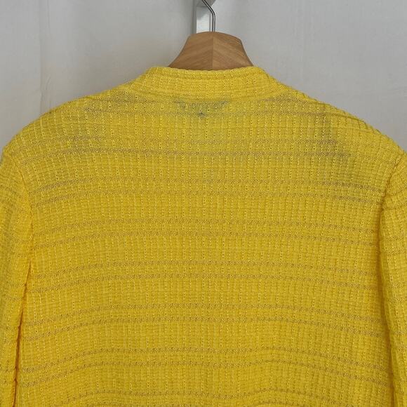 MISOOK Textured Knit Tunic Jacket Stand Collar Button Front Yellow Size M - Picture 6 of 8